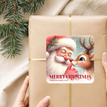 Anpassad Tomte Rudolf Festiv Jul Barn Etikett