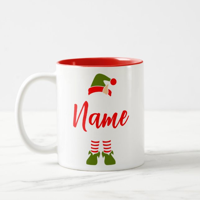 Anpassad Tomtemugg, Personlig julkaffemugg Två-Tonad Mugg (Vänster)