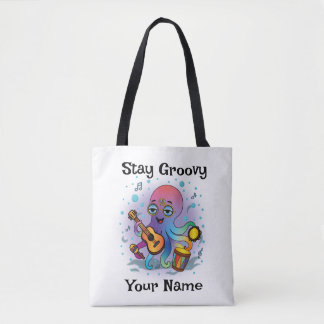 Anpassad Totebag | Retrobläckfisk | Namn & Text Tygkasse