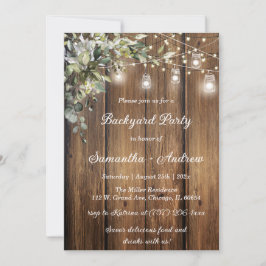 Anpassad trädgårdsfest med rustik tema inbjudningar