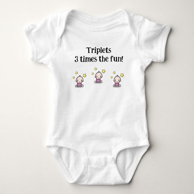 Anpassad triplet bebispresent, nyfödd triplet flic t shirt (Framsida)