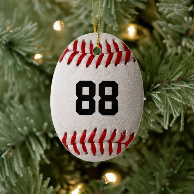 Anpassad tröjnummer baseballspelardesign julgransprydnad keramik (Träd)