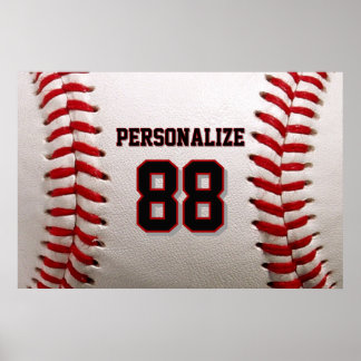 Anpassad tröjnummer & namn basebollspelardesign poster