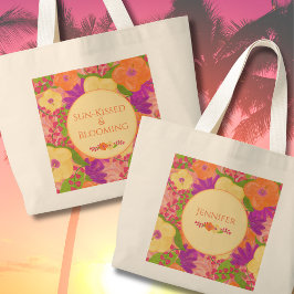 Anpassad Tropical Bloom Tote – Solkysst & Blommig Jumbo Tygkasse