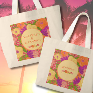Anpassad Tropical Bloom Tote – Solkysst & Blommig Jumbo Tygkasse