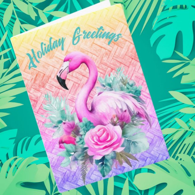 Anpassad Tropical Pastel Rosa Flamingo Helgdag Tack Kort (For your tropical holiday!)
