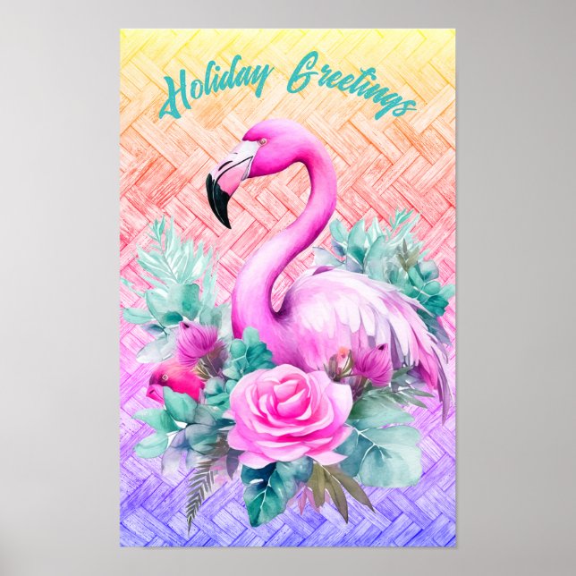 Anpassad Tropical Pastel Rosa Flamingo Poster (Framsidan)