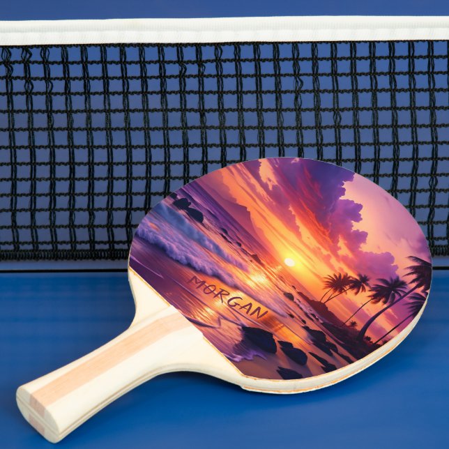 Anpassad Tropical Sunset Beach - Dreamy Coastal Pingisracket (Insitu)