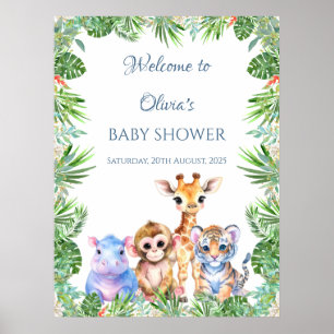Anpassad Tropisk Djungel Baby djur Välkommen Poster