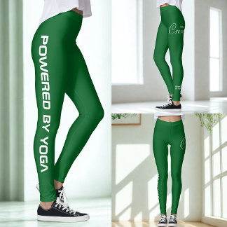Anpassad tryckt yoga för dam, skoggrön leggings