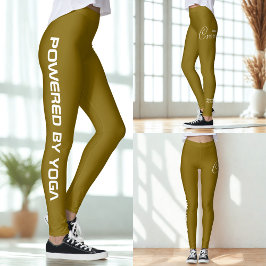Anpassad tryckt yoga-tröja gulbrun leggings