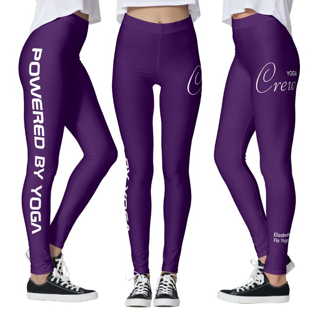 Anpassad tryckt yoga-tröja lila leggings (Purple yoga leggings. White background.)