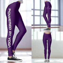 Anpassad tryckt yoga-tröja mörklila leggings