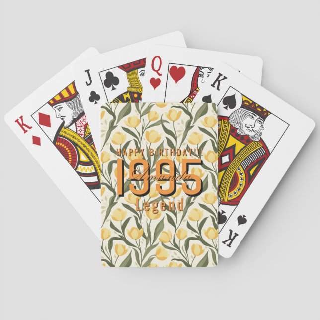 Anpassad Tulpanblomma 80-årsdag Casinokort (Baksidan)