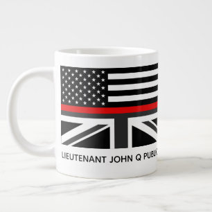 Anpassad tunn röd linje amerikansk och brittisk fl jumbo mugg