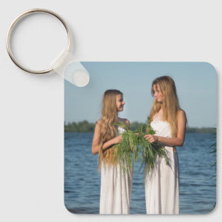 Anpassad två-foto dubbelsidig aluminiumnyckelring nyckelring
