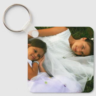 Anpassad två-foto dubbelsidig aluminiumnyckelring nyckelring