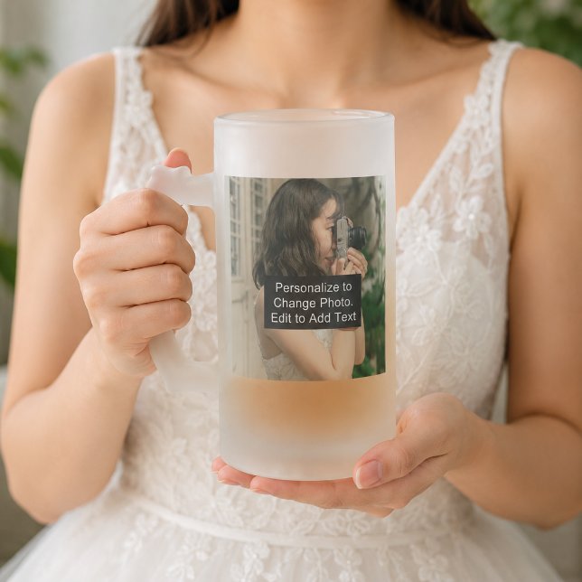 Anpassad tvåfotos konst slogan 16 oz frostat ölglas (Custom Two Photos Artwork Slogan 16 oz Frosted Glass Beer Mug)