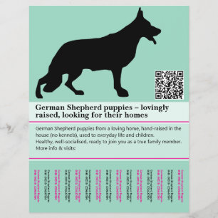 Anpassad tysk schäfer-valp adoption ankomst meddel reklamblad