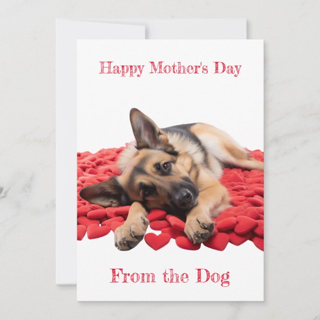 Anpassad tysk schäferhund på mors dag-kort julkort (Framsida)