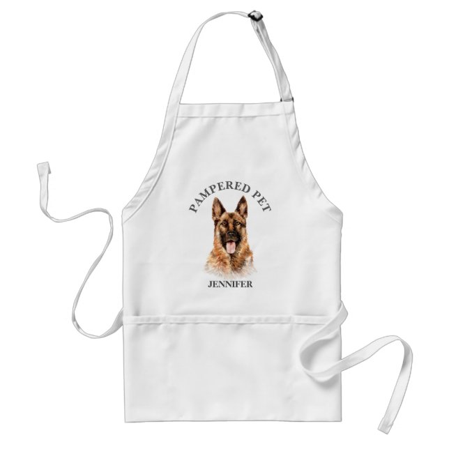 Anpassad tysk Shepherd Pet Groomer Apron Förkläde (Framsidan)