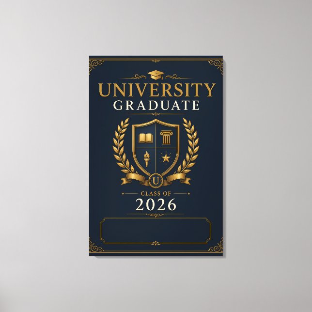 Anpassad universitetsutexaminerad klass 2026 canvastryck (Framsida)