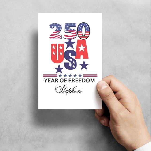 Anpassad usa 250-årsjubileum patriotisk 4 juli vykort (Skapare uppladdad)