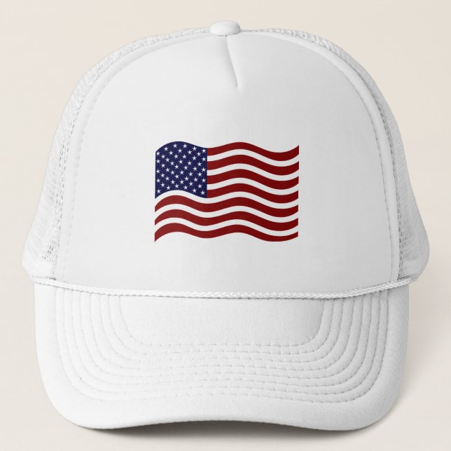 Anpassad USA Flagga Mark Skum Trucker Hatt Keps (Framsida)