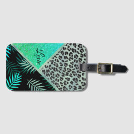 Anpassad utskrift av tropisk leopard på glittery bagagebricka