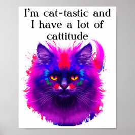 Anpassad Vacker Färgrik Målning Katt Konst Poster