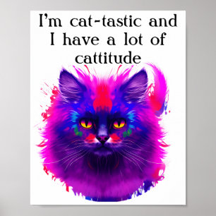 Anpassad Vacker Färgrik Målning Katt Konst Poster