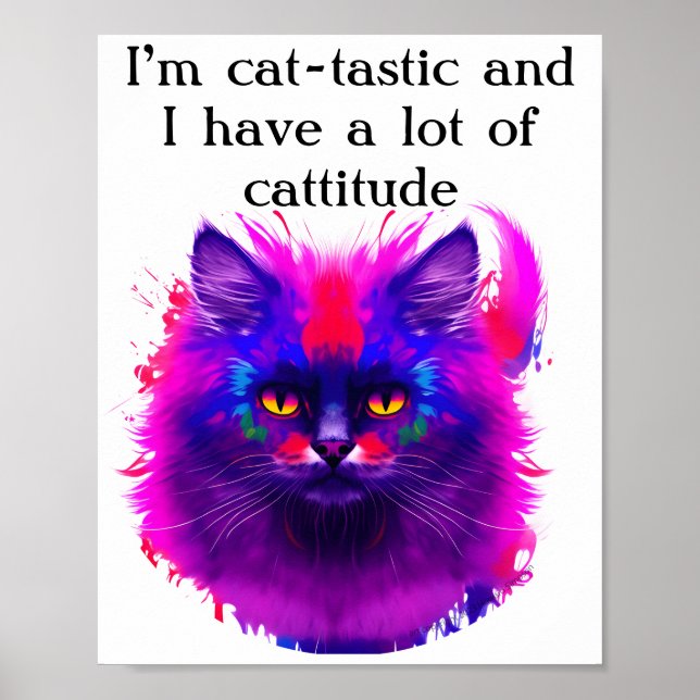 Anpassad Vacker Färgrik Målning Katt Konst Poster (Framsidan)