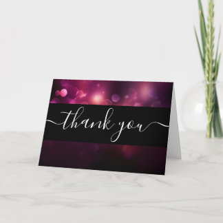 Anpassad Vacker Mörk Rosa Glitter Bokeh Tack Kort