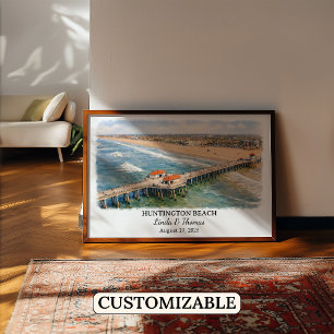 Anpassad väggtavla från Huntington Beach, Californ Poster