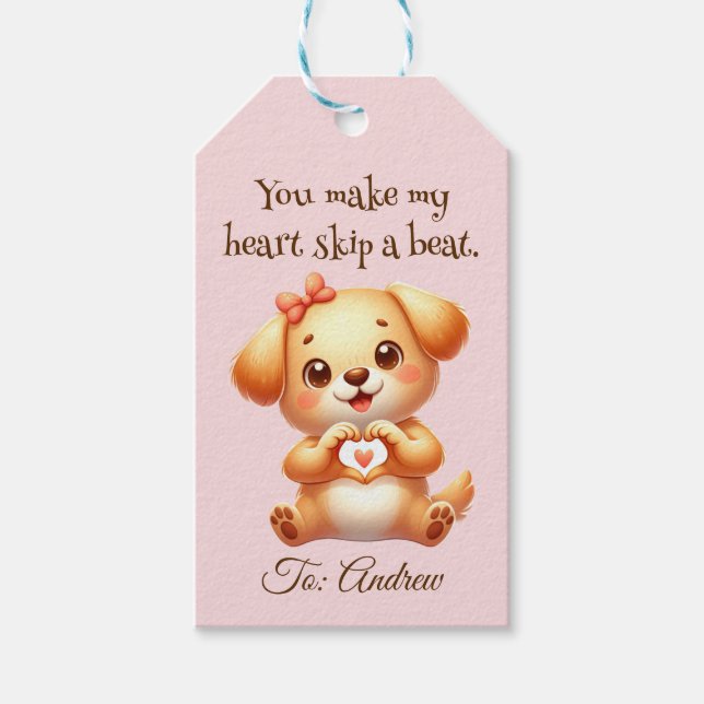 Anpassad Valentines day Hund Thmet Presentetikett (Framsidan)