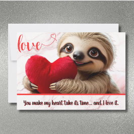 Anpassad Valentinskort Sloth Heart Tar sin tid Söt Julkort