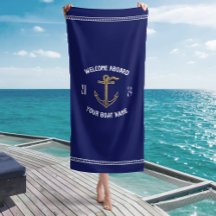 Anpassad Välkommen Ombord Båt Namn Marinblå & Guld