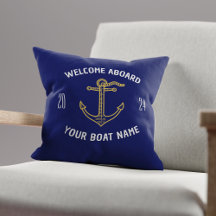 Anpassad Välkommen Ombord Båt Namn Marinblå & Guld