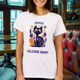 Anpassad välkomstskjorta med katt-grafik för hemme t shirt