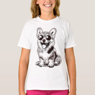 Anpassad valp av corgirass med solglasögon Skiss T Shirt