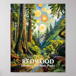 Anpassad Van Gogh Redwood National Park Vandringst Poster