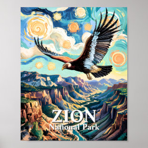 Anpassad Van Gogh Zion Canyon Fågel Kalifornisk Ko Poster