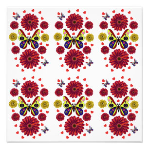 Anpassad vår fjäril blomsterpresent fototryck