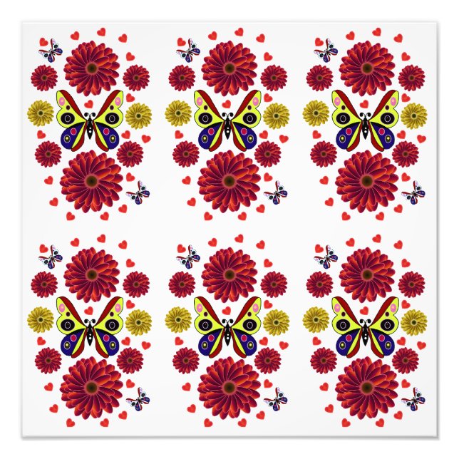 Anpassad vår fjäril blomsterpresent fototryck (Framsidan)