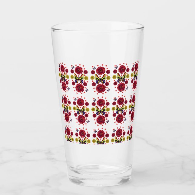 Anpassad vår fjäril blomsterpresent glaskopp (Framsida)