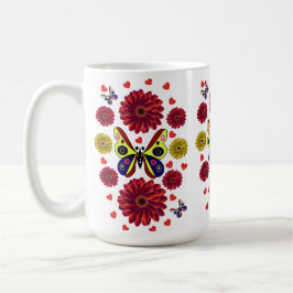 Anpassad vår fjäril blomsterpresent kaffemugg