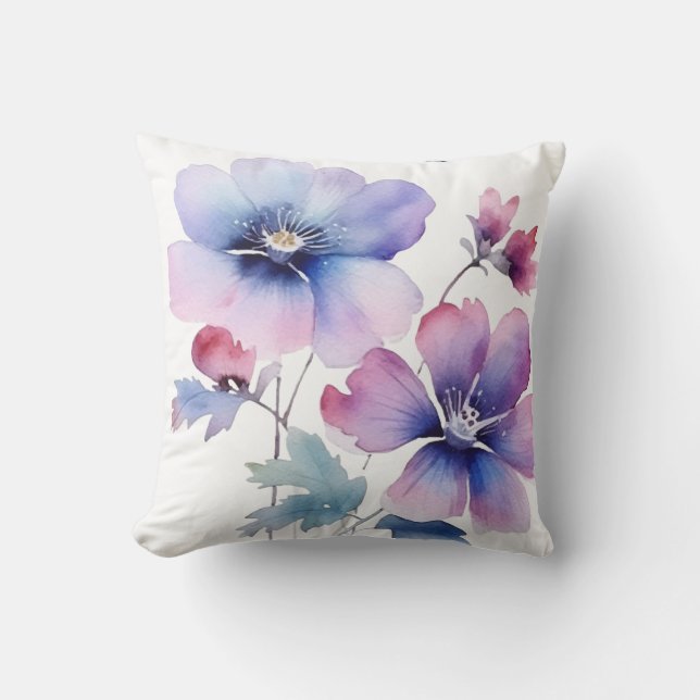 Anpassad vårblomma vattenfärg kastkuddeöverdrag kudde (Framsida)