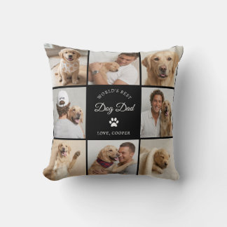 Anpassad Världens Bästa Hundpappa 8 Foto Grid Kudd Kudde