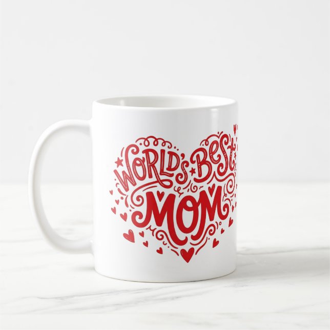 Anpassad Världens Bästa Mamma Röd Hjärtat Foto Mug Kaffemugg (Vänster)