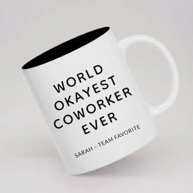 Anpassad världens okejaste kollega mugg present ti (Personalized World Okayest Coworker Mug, Funny Coworker Mug Gift for Boss or team appreciation)